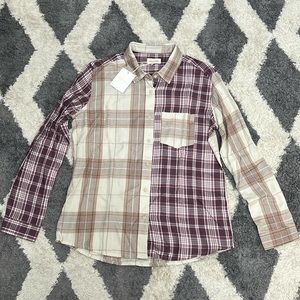 NWT Thread & Supply button down plaid shirt size XS